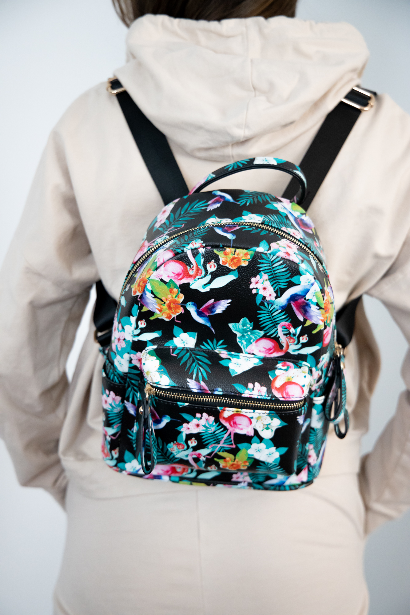 Emma & Chloe, Mini Travel Vegan Leather Multi Pocket Backpack Purse for  Women, Teens, Girls - Grey Floral - Walmart.com