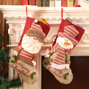 Christmas stocking - Handmade burlap stocking