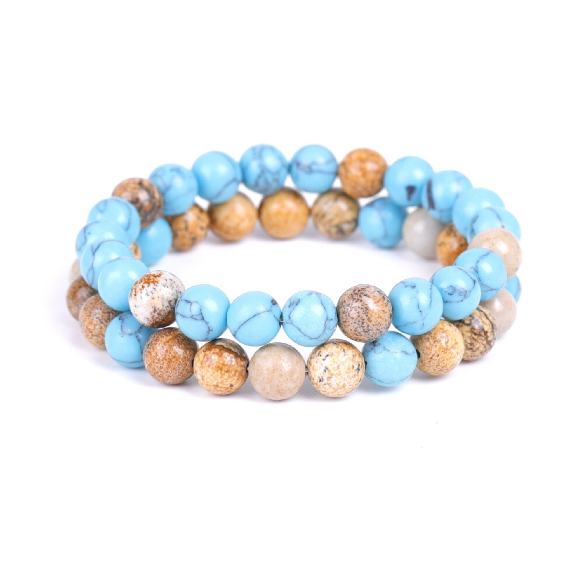 Beaded Bracelet set – Natural Gemstone 2 piece unisex bracelet set –  Splurg'd Studio