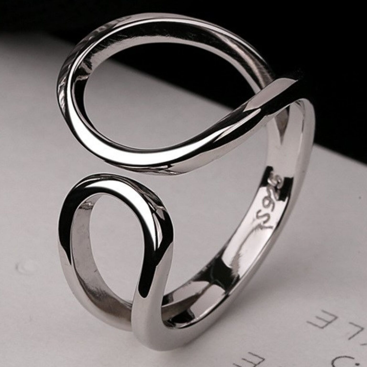 Silver Ring – Loop Design Sterling Silver 925 Adjustable ring – Splurg ...